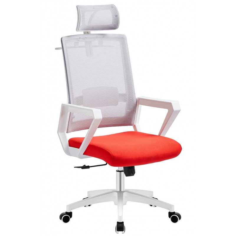 silla de oficina aston gris y rojo