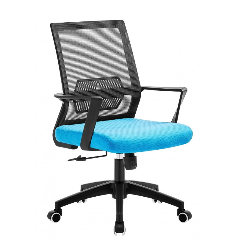 silla de oficina risley azul y negra