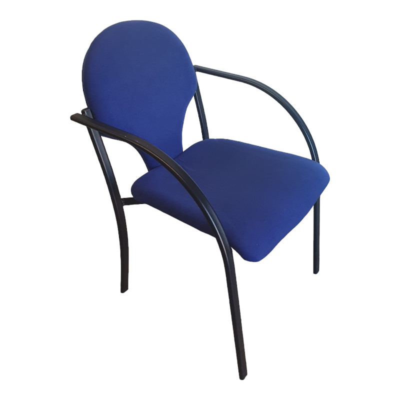 silla confidente con reposabrazos azul