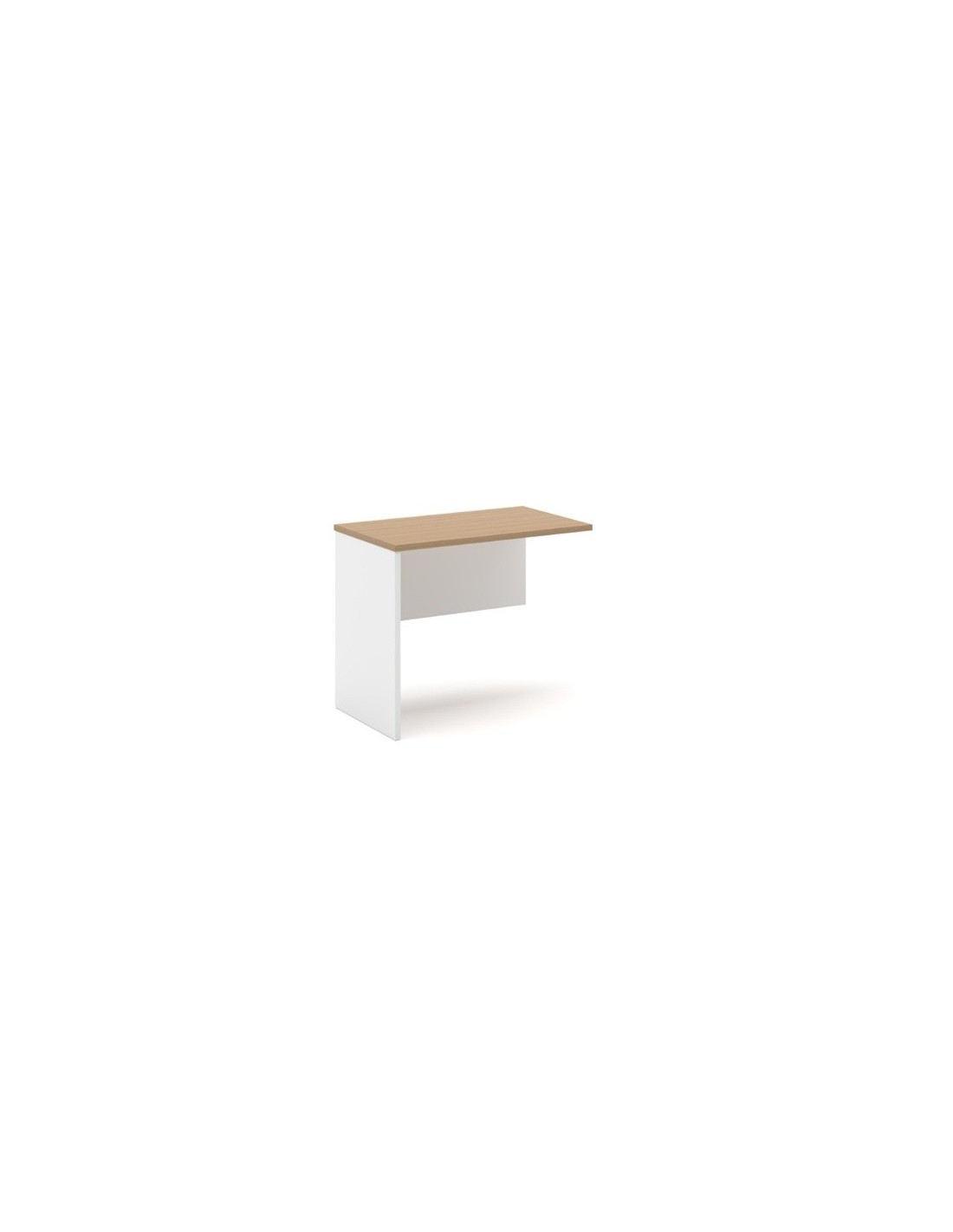 Mesa de oficina VOLPI. Blanco y roble. 140x80. Opción de ala 3 ala volpi